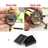 Vintage Skeleton Steampunk Mechanical Pocket Watch Necklace Hand Wind Silver Bronze Retro Clock Chain Pendant Men Women Gift