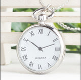 New Fashion Luxury Men Women Business Pointer + Roman Numerals White Quartz Pocket Watch Necklace Pendant With Chain Gifts Watch