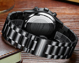 Fashion Watches CRRJU Men Chronograph Luxury Waterproof Watch Black Business Stainless Steel Clock For Men relogio masculino