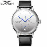 GUANQIN Men watches top brand luxury Watch Casual leather strap sapphire waterproof Analog Automatic Mechanical Wristwatch Mens