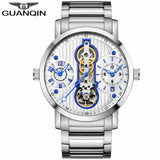 GUANQIN Brand Creative Automatic Men Watch Luxury Tourbillon Skeleton Full Steel Waterproof Men's Business Mechanical Watches