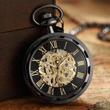 Luxury Antique Skeleton Mechanical Pocket Watch Men Steampunk Mechanical Fob Watches Clock Pendant Hand-winding Relogio De Bolso