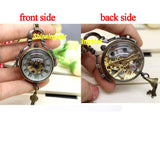 Vintage Skeleton Steampunk Mechanical Pocket Watch Necklace Hand Wind Silver Bronze Retro Clock Chain Pendant Men Women Gift