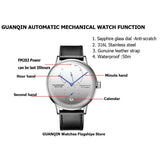 GUANQIN Men watches top brand luxury Watch Casual leather strap sapphire waterproof Analog Automatic Mechanical Wristwatch Mens