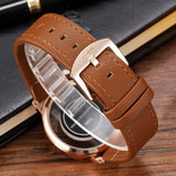 Unique Watch Creative Half Transparent Unisex Watch For Men Women Couple Geek Stylish Leather Wristwatch Fashion Quartz-watch