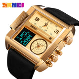 Men's Watch Waterproof Leather Strap Quartz Watches Men Luxury Brand Square Wristwatch Casual Clock Man reloj hombre SKMEI