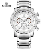 MEGIR hot brand quartz watches for men man's business white wristwatch fashion three-eyes waterproof luminous watch for male