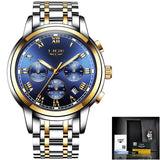 Reloj Hombre LIGE All Gold Watches Mens 2020 Luxury Fashion Quartz Wristwatch Analog Chronograph Men Watch Waterproof Clock+Box