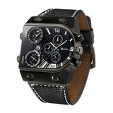 Oulm Men's Watches Mens Quartz Casual Leather Strap Wristwatch Sports Man Multi-Time Zone Military Male Watch Clock relogios