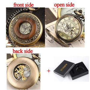 Vintage Skeleton Steampunk Mechanical Pocket Watch Necklace Hand Wind Silver Bronze Retro Clock Chain Pendant Men Women Gift