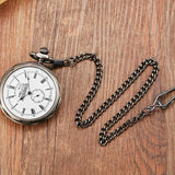 Unique Silver London Pocket Fob Watches Hand Wind Skeleton Man Women Steampunk Mechanical Pocket Watch With Pendant Chain Clock