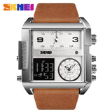 Men's Watch Waterproof Leather Strap Quartz Watches Men Luxury Brand Square Wristwatch Casual Clock Man reloj hombre SKMEI