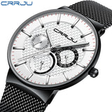 CRRJU Mens Watches Luxury Fashion Ultra-thin Auto Date Wrist Watch Waterproof Big Face Sport Watch for Men Relogio Masculino