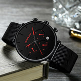 Relogio Masculino CRRJU Mens Business Dress Watches Luxury Casual Waterproof Sport Watch Men 3-Sub Dial Quartz Slim Mesh Watch