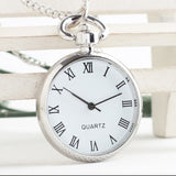 New Fashion Luxury Men Women Business Pointer + Roman Numerals White Quartz Pocket Watch Necklace Pendant With Chain Gifts Watch