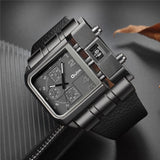 OULM Brand Original Unique Design Square Men Wristwatch Wide Big Dial Casual Leather Strap Quartz Watch Male Sport Watches