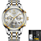 Reloj Hombre LIGE All Gold Watches Mens 2020 Luxury Fashion Quartz Wristwatch Analog Chronograph Men Watch Waterproof Clock+Box