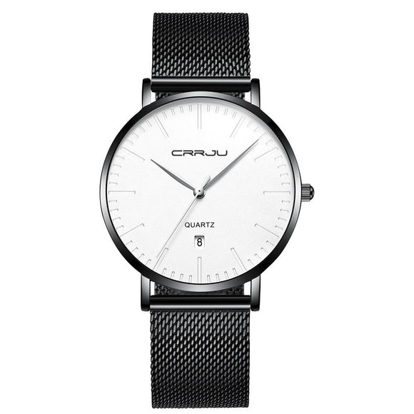 CRRJU Fashion Mens Watches Top Brand Luxury Blue Waterproof Watches Ultra Thin Date Simple Casual Quartz Watch Men Sports Clock