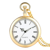 Exquisite Open Face Quartz Pocket Watch Roman Numbers Analog Display Pendant Clock with Necklace Chain for Men Women reloj fob