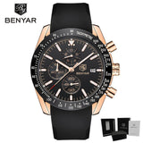 BENYAR Men Watch Business Chronogragh Full Steel Quartz Top Brand Luxury Casual 3Bar Waterproof Sports Male Silver Blue 2019 New