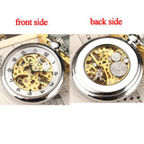 Vintage Skeleton Steampunk Mechanical Pocket Watch Necklace Hand Wind Silver Bronze Retro Clock Chain Pendant Men Women Gift