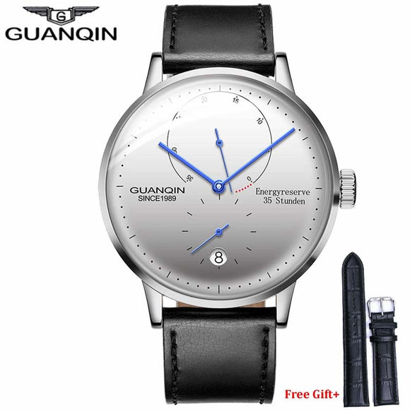 GUANQIN Men watches top brand luxury Watch Casual leather strap sapphire waterproof Analog Automatic Mechanical Wristwatch Mens