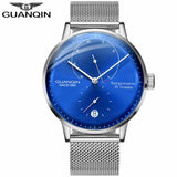 GUANQIN Men watches top brand luxury Watch Casual leather strap sapphire waterproof Analog Automatic Mechanical Wristwatch Mens