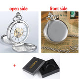 Vintage Skeleton Steampunk Mechanical Pocket Watch Necklace Hand Wind Silver Bronze Retro Clock Chain Pendant Men Women Gift