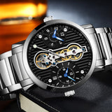 GUANQIN Brand Creative Automatic Men Watch Luxury Tourbillon Skeleton Full Steel Waterproof Men's Business Mechanical Watches