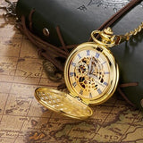 New OYW Brand Stainless Steel Men Fashion Casual Pocket Watch Skeleton dial Silver Hand Wind Mechanical Male Fob Chain Watches