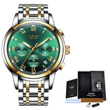 Reloj Hombre LIGE All Gold Watches Mens 2020 Luxury Fashion Quartz Wristwatch Analog Chronograph Men Watch Waterproof Clock+Box