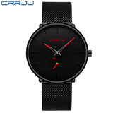 CRRJU Fashion Watch Men Waterproof Slim Mesh Strap Minimalist Wrist Watches For Men Quartz Sports Watch Clock Relogio Masculino