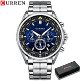 CURREN Men Quartz Wristwatches Luxury Brand Sporty Chronograph Watches with 316 Stainless Steel Luminous Hands Male Clock Black