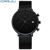 CRRJU Fashion Watch Men Waterproof Slim Mesh Strap Minimalist Wrist Watches For Men Quartz Sports Watch Clock Relogio Masculino