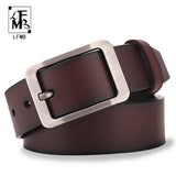 [LFMB]Men's belt leather belt men  pin buckle cow genuine leather belts for men 130cm high quality mens belt cinturones hombre