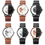 Unique Watch Creative Half Transparent Unisex Watch For Men Women Couple Geek Stylish Leather Wristwatch Fashion Quartz-watch