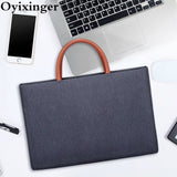 Oyixinger Nylon Briefcase Unisex Laptop Bag For 13.3-15.6 Inch Macbook Waterproof Business Bags Solid Office Document Handbag