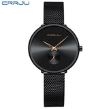 CRRJU Women's Watches 2021 Luxury Ladies Watch Fashion Minimalist Waterproof Slim Band Watches for Women Gift Reloj Mujer