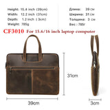 New Men's Briefcase Crazy Horse Leather Men Handbag For 14 15 16 Inches Genuine Leather Computer Bags Male Business Document Bag