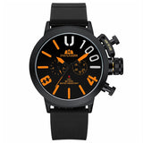 Automatic Self Wind Mechanical Rubber Strap Black Silver Boat Case Orange Blue Yellow Grey Classic U Men Watch