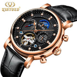 KINYUED Fashion Casual Fully Automatic Mechanical Functional Watch Men's Tourbillon Business Waterproof Luminous Clock Men J025