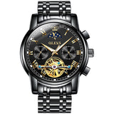 OLEVS Men's Classic Mechanical Watch Waterproof Business Stainless Steel Strap Watch Skeleton Automatic Mechanical Watch