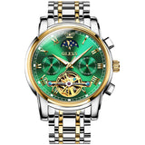 OLEVS Men's Classic Mechanical Watch Waterproof Business Stainless Steel Strap Watch Skeleton Automatic Mechanical Watch