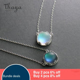 Thaya 45cm Crystal Gemstone s925 Silver Aurora Necklace Halo Scale Light Forest Women Pendant Necklace for Girl Elegant Jewelry