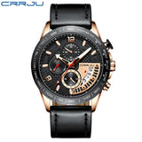 Men Watch CRRJU Calendar Men's Trend Watches Luxury Business Waterproof Gold Quartz Watch Male Stopwatch Clock Relogio Masculino