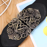 New Korean Style Windbreaker Elastic Waistband Button Decoration Wide Belt Ladies Belt Alloy Buckle Belt Dress Women Accessory