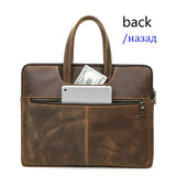 New Men's Briefcase Crazy Horse Leather Men Handbag For 14 15 16 Inches Genuine Leather Computer Bags Male Business Document Bag