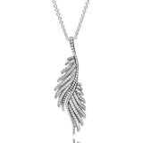 Majestic Feathers Knotted Heart Shards Of Sparkle Logo Signature Necklace For Pandora 925 Sterling Silver Charm DIY Jewelry