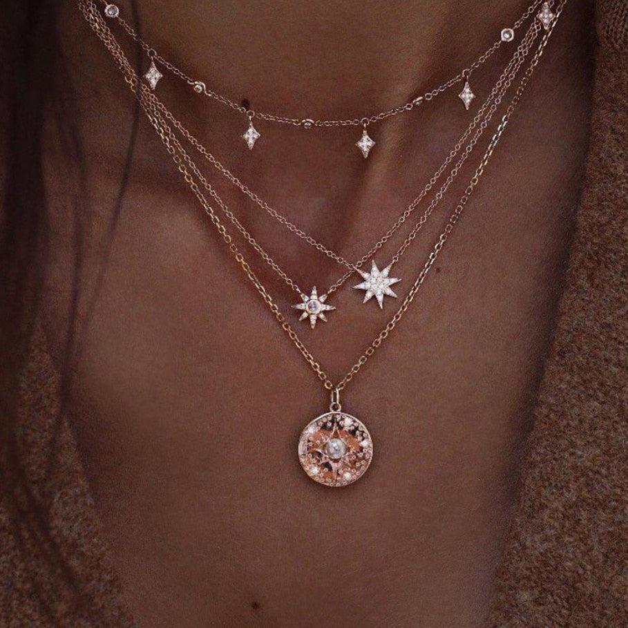 Gold color Choker Necklace for women Long moon Tassel Pendant Chain Ne –  VEGAMONO