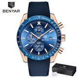 BENYAR New Brand Luxury Silicone Strap Waterproof Sports Quartz Chronograph Watch Classic Casual Men's Clock Relogio Masculino